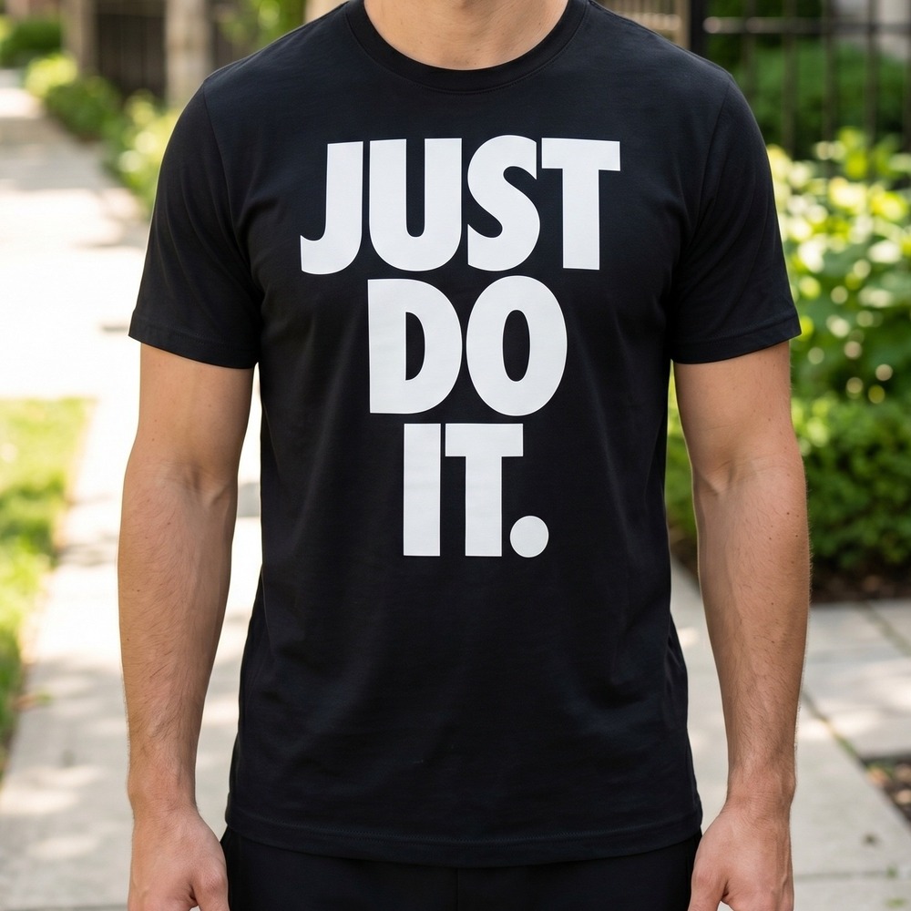 Nike Just Do It Graphic Tee Mens Black Short Sleeve Crew‎ Neck T-Shirt M
